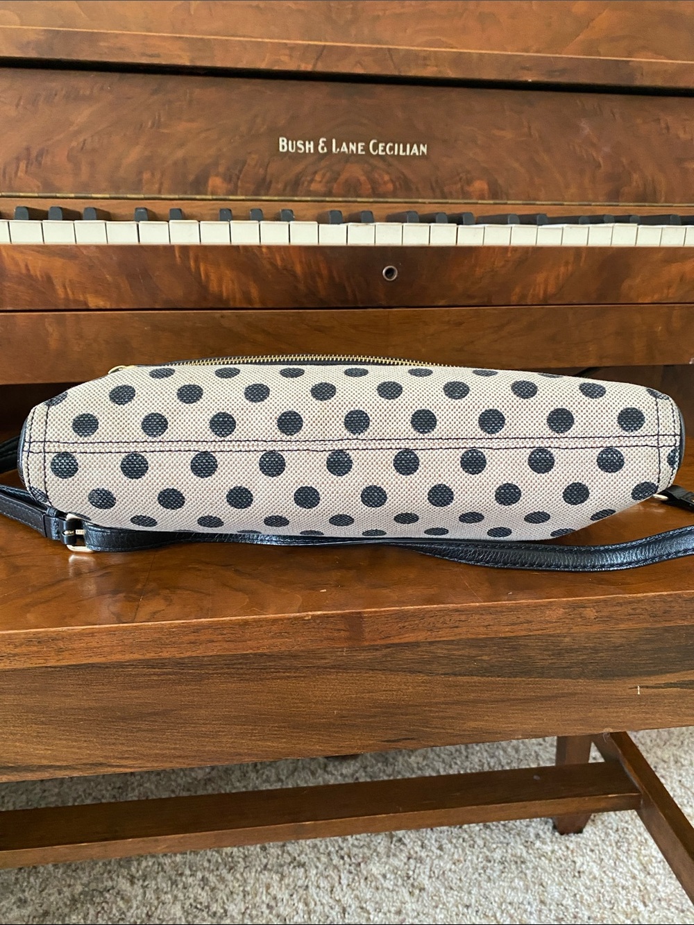 kate spade Black Leather & Cream Polka Dot Crossbody - Picture 7 of 15